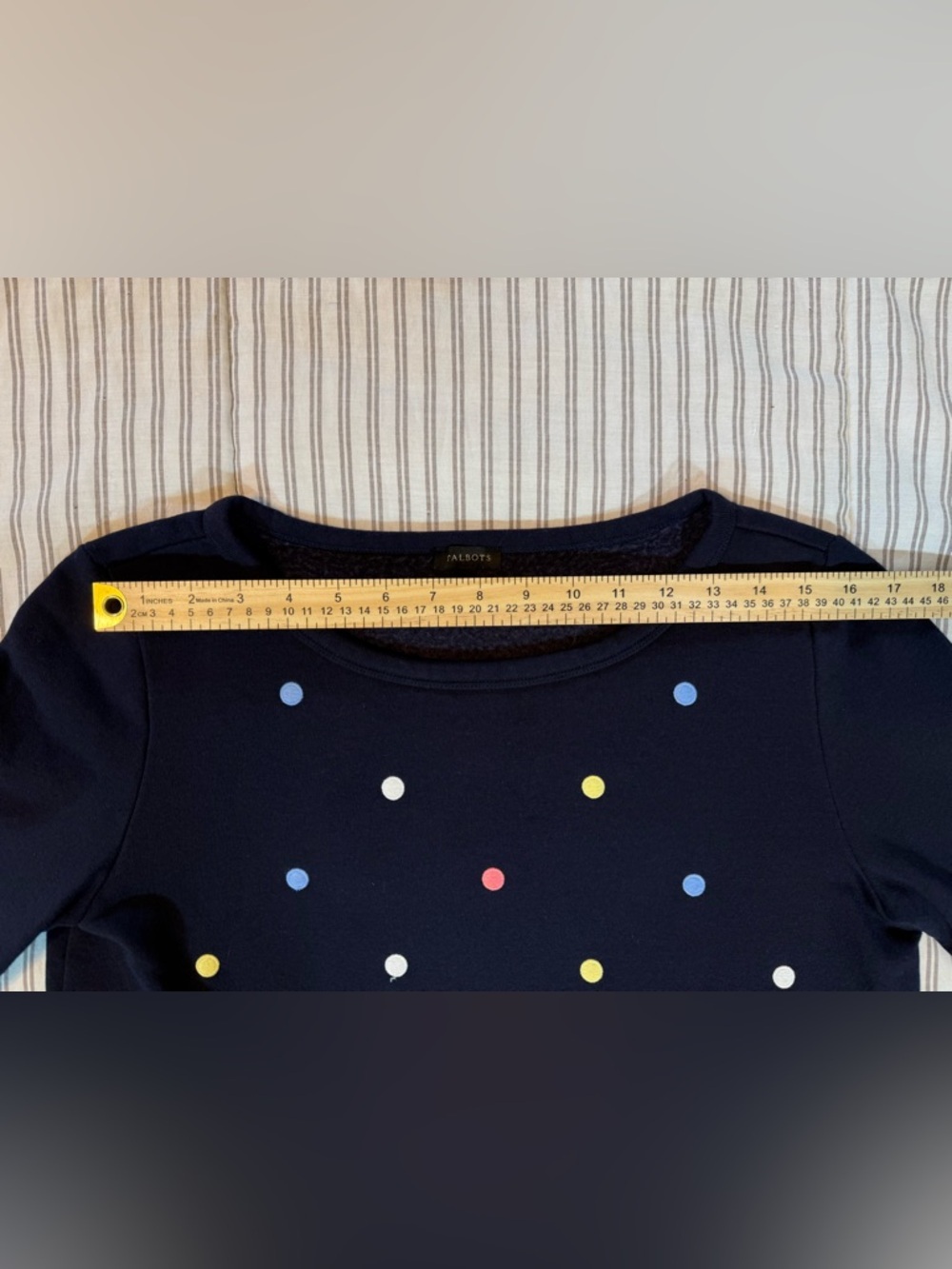 Talbots Navy Blue Multicolor Embroidered Polka Dot Crewneck Sweatshirt Size M - Picture 6 of 9